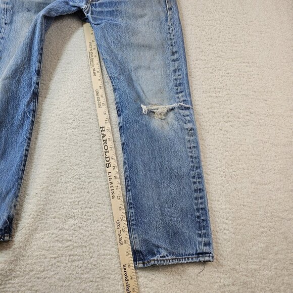 Vtg Levi's 501 Jeans Men's 32x32 Light Wash Button Fly Copper Rivets Batwing 90s - Picture 11 of 16